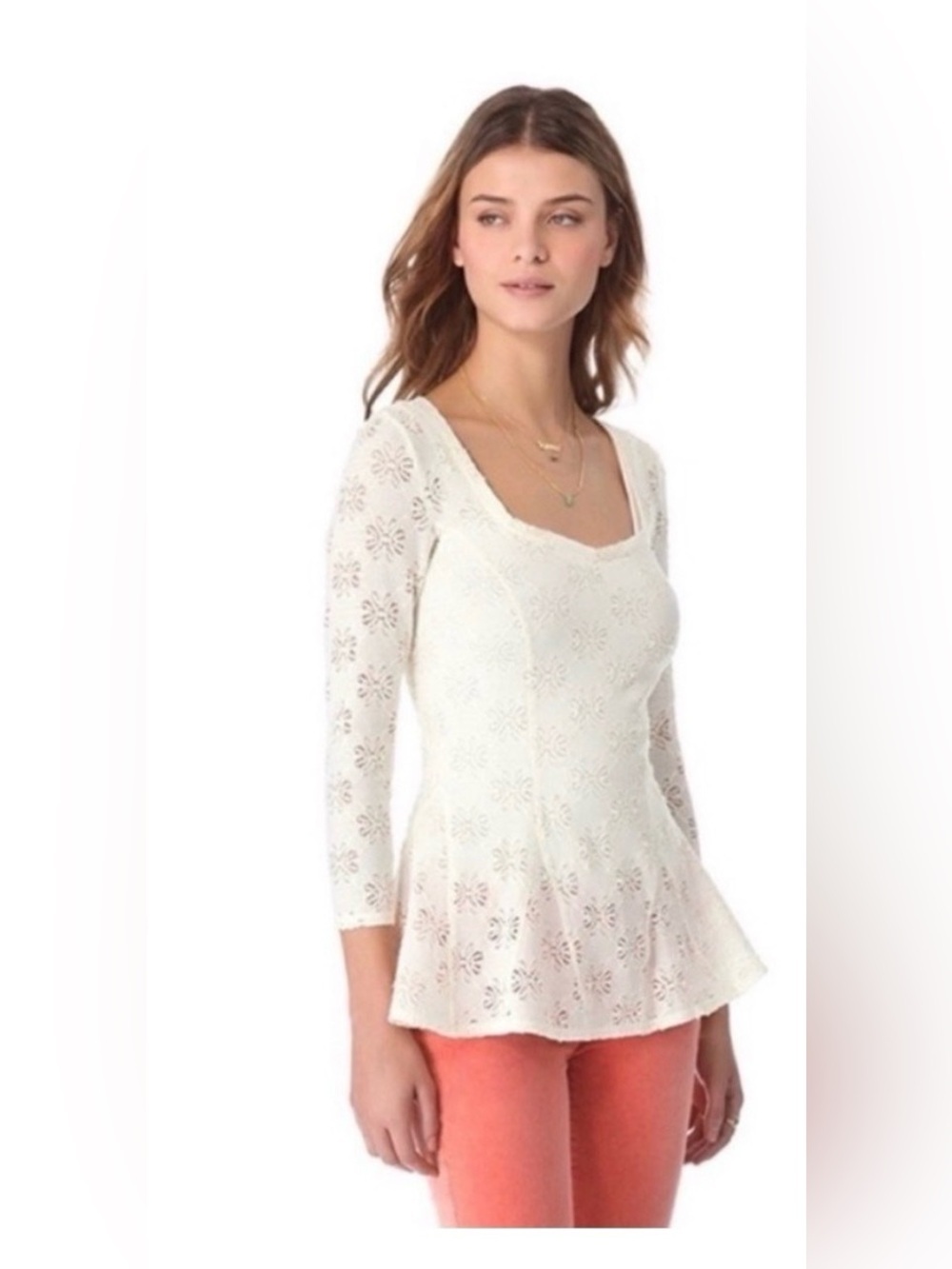 Free People Ivory Lace Blouse